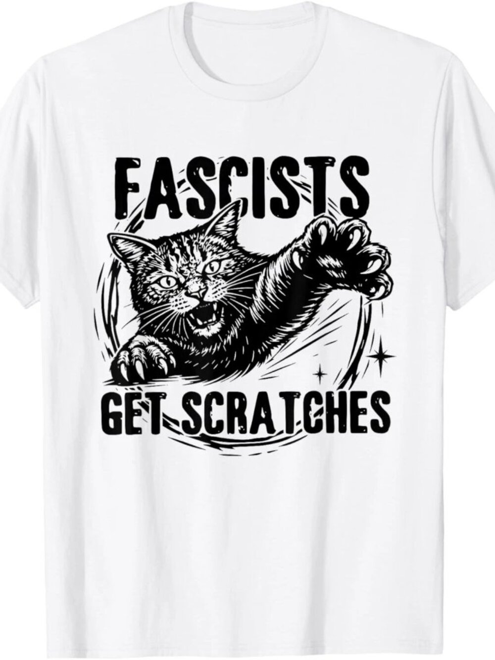 Black Cats Against Fascists Get Scratches T-Shirt 247